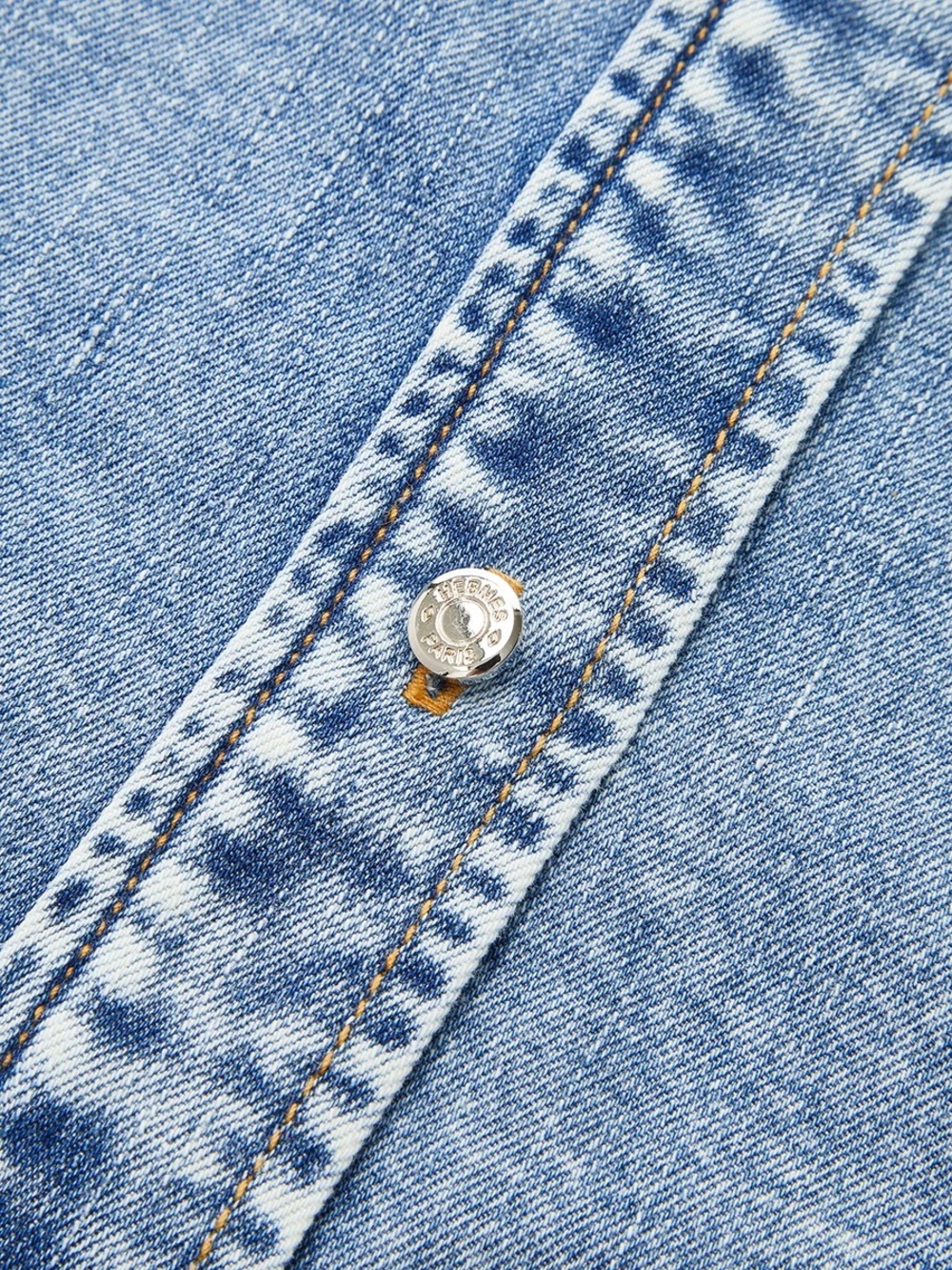 Commense Tie Neck Sleeveless Denim Shirt - Picture 11 of 11